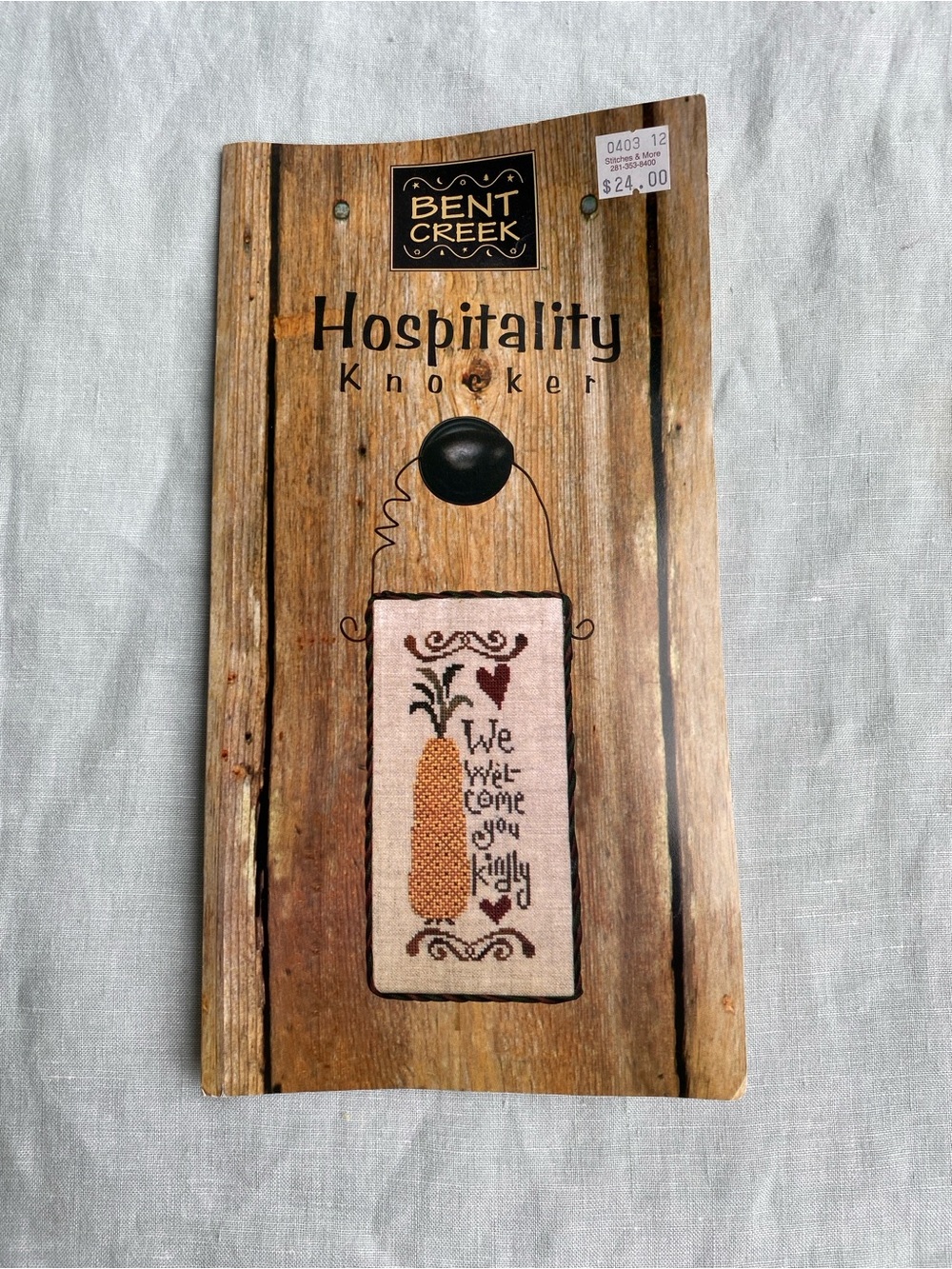 NWT Bent Creek pineapple welcome hospitality knocker cross stitch kit